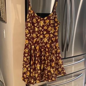 Burgundy and yellow flowery summer dress